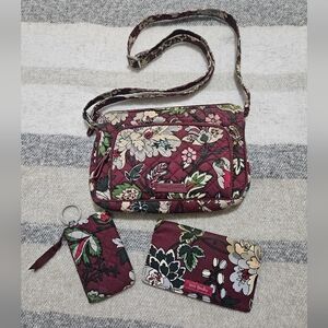 Vera Bradley Burgundy Floral Crossbody Bag Set